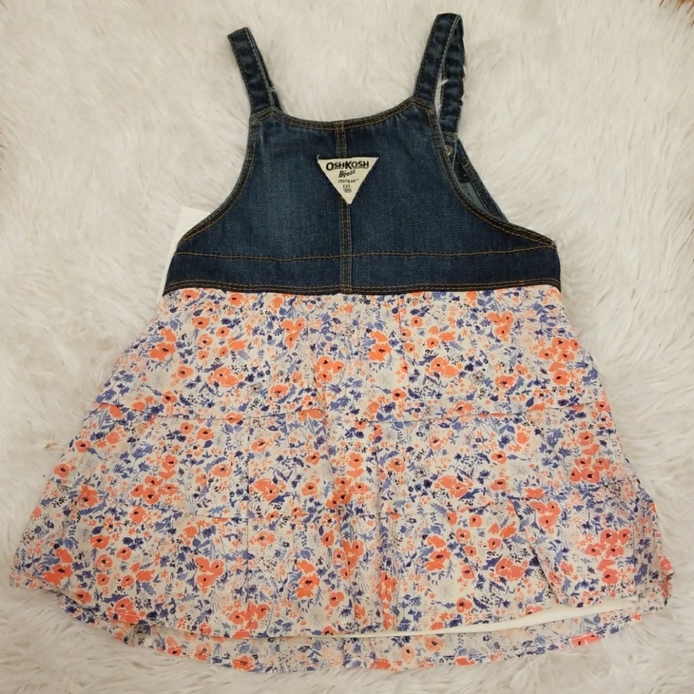 NWT Oshkosh 24m floral overall dress - Picture 2 of 3